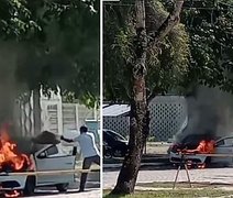 VÍDEO: carro fica em chamas dentro da UFAL, em Maceió