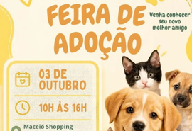 Feira de adoção reúne cães e gatos neste sábado no Maceió Shopping