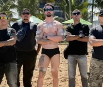 Rico Melquiades vai à praia em Maceió escoltado por cinco seguranças