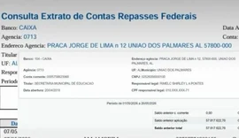 Conta de R$ 58 milhões do Fundeb em União dos Palmares mantém nome de ex-secretária como responsável