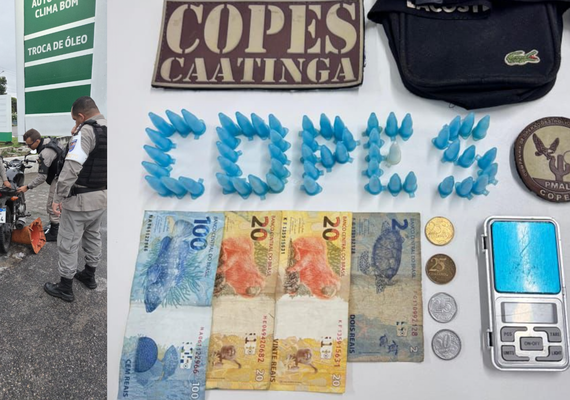 PM apreende drogas e moto adulterada durante ações em Olho D’Água das Flores e Maceió