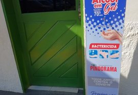 Pindorama reforça prevenção a covid-19 com uso de totens com álcool em gel