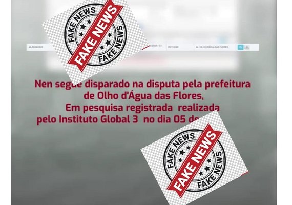 Fake news: grupo de Nen divulga pesquisa falsa Olho d’Água das Flores