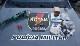 PM apreende 2,3 quilos de drogas e uma arma de fogo em operações