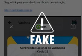 É fake! Ministério da saúde não envia certificado de vacinação contra Covid-19 por e-mail