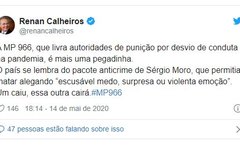Publicação do senador Renan Calheiros/Reprodução