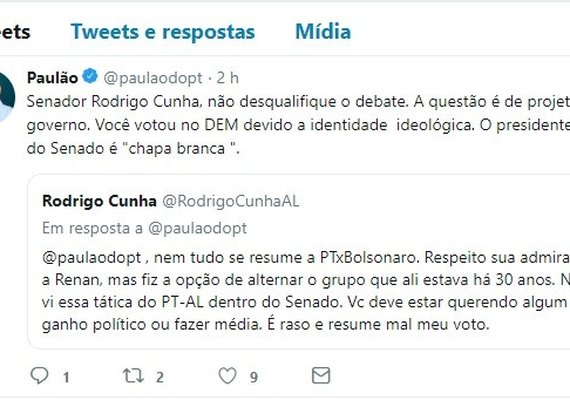 No Twitter, Cunha e Paulão trocam farpas sobre votação do Senado