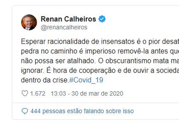 “Esperar racionalidade de insensatos é o pior desatino”, afirma senador sobre Bolsonaro