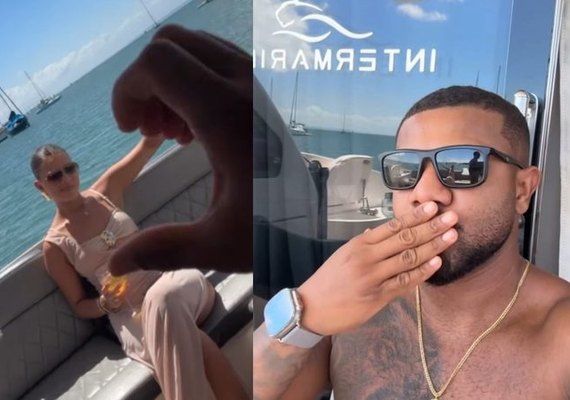 Davi Brito curte feriadão com namorada em passeio de barco na Bahia