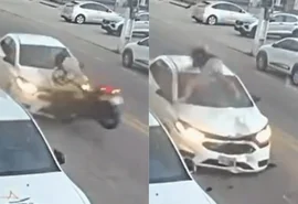 Motociclista é arremessado após bater de frente com carro no São Jorge