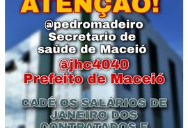 Contratados da Saúde cobram salário atrasado a JHC