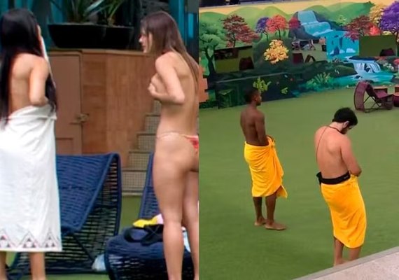 Vídeo: Brothers tiram roupa, pulam na piscina do BBB 24 e comemoram