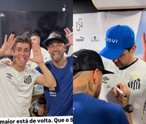 Neymar se reúne com Nikolas Ferreira e Marçal após jogo de estreia no Santos