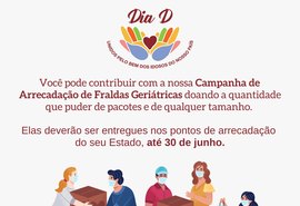 Campanha de arrecadação de fraldas geriátricas vai beneficiar abrigos de Maceió e Arapiraca
