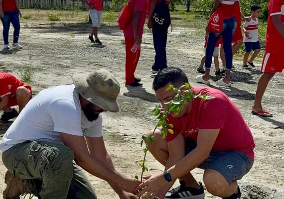 Sócios Kids do CRB plantam 60 mudas de árvores no CT Ninho do Galo
